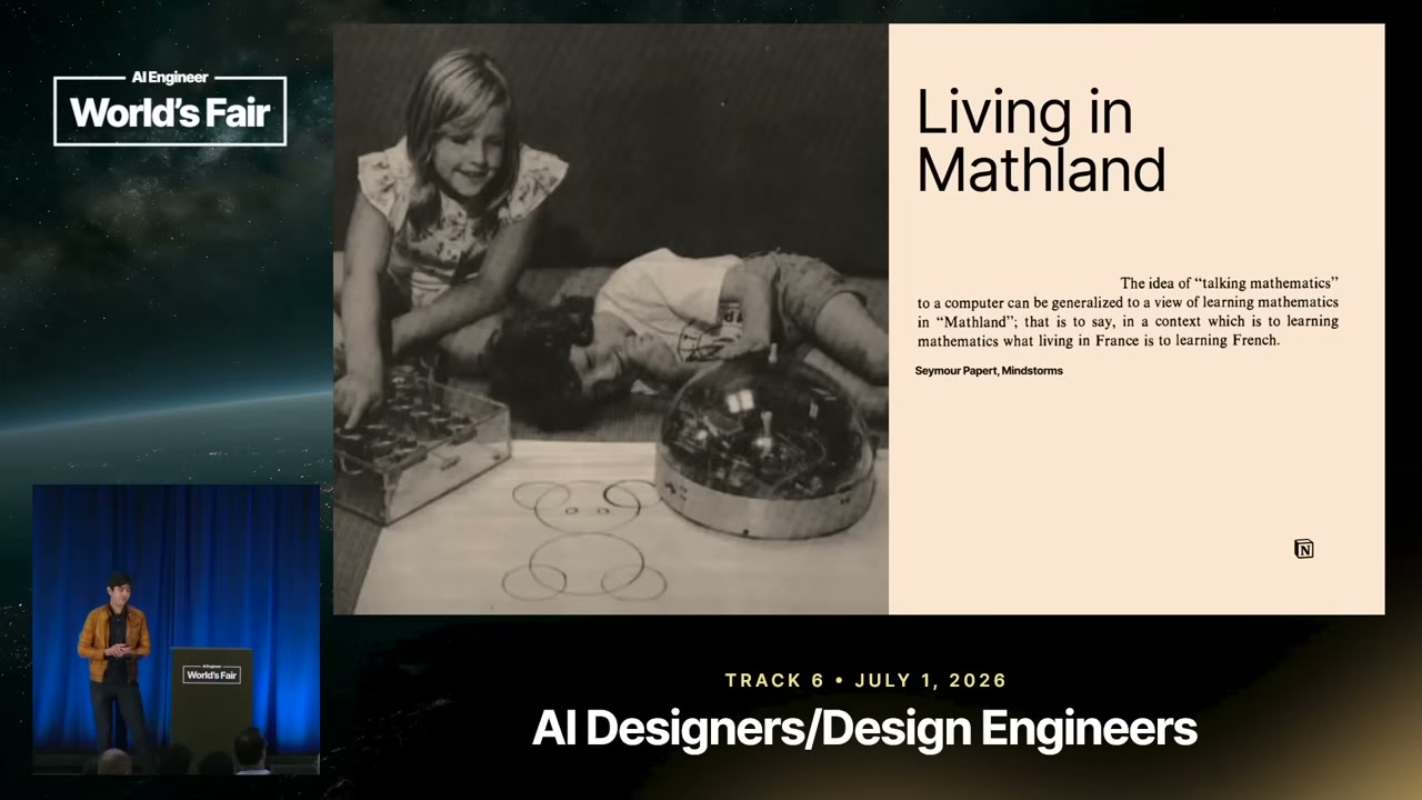 「Living in Mathland」と題されたスライド