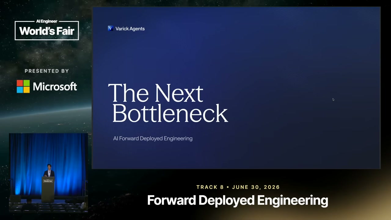 Title slide for The Next Bottleneck: AI Forward Deployed Engineering.