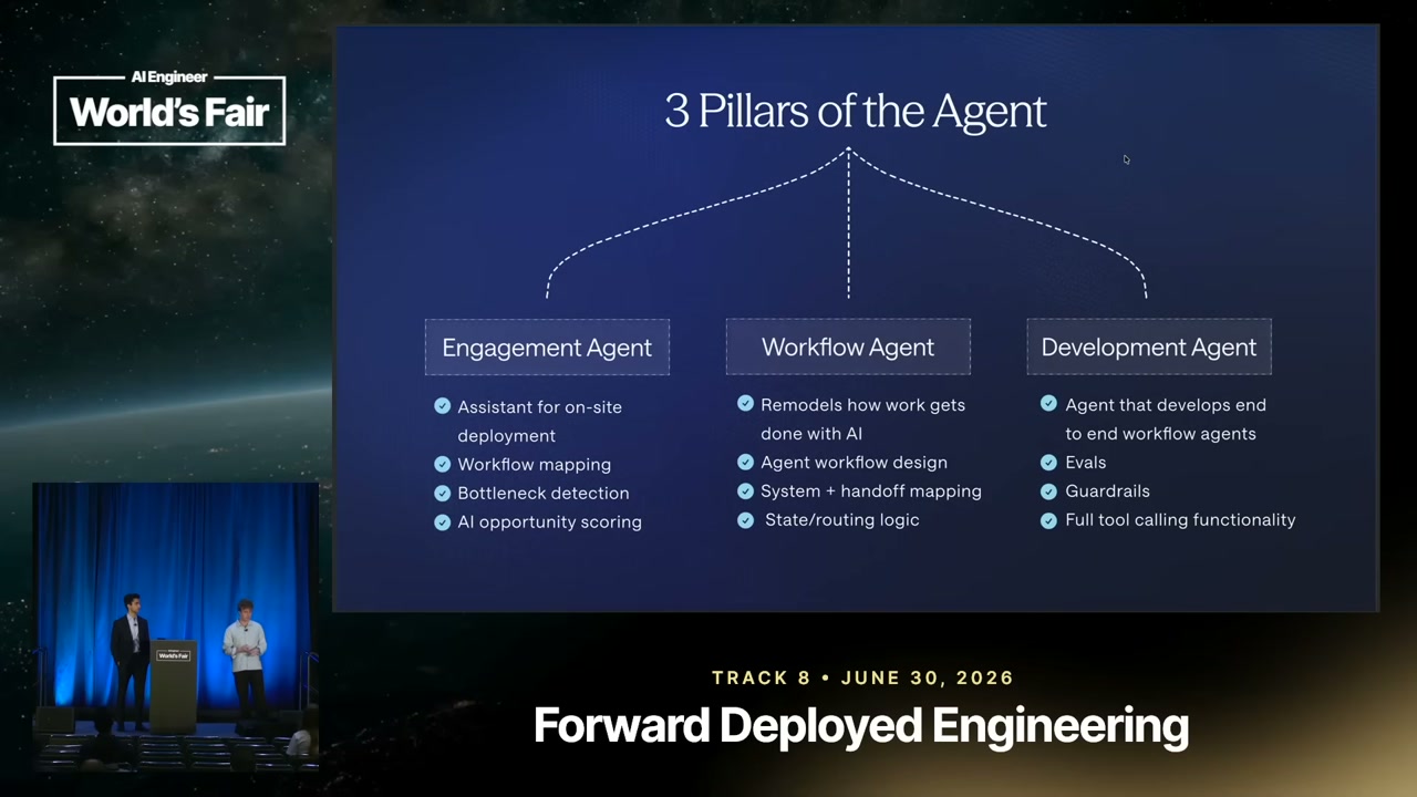Slide titled “3 Pillars of the Agent” showing three connected agent columns.